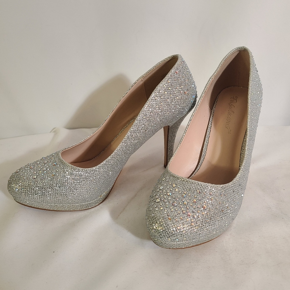 Sliver glitter high heels